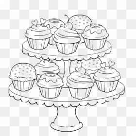Coloring Pages For Adults Food, HD Png Download - birthday cupcakes png