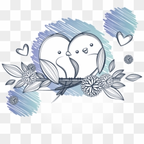 Cartoon Wedding Love Birds, HD Png Download - bird drawing png