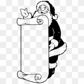 Santa Claus Clip Art Black And White, HD Png Download - black scroll png