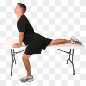 Hip Flexor Stretch On Table, HD Png Download - kneeling man png