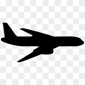 Airplane Side View Silhouette, HD Png Download - black airplane png