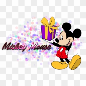 Mickey Mouse With Gift, HD Png Download - mickey mouse balloons png