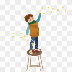 Boy Standing On Chair, HD Png Download - cartoon guy png