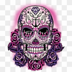 Pink And Purple Sugar Skull, HD Png Download - sugar skulls png