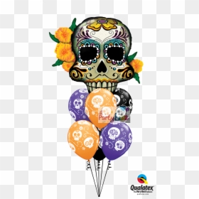 Day Of The Dead Balloon Skull, HD Png Download - sugar skulls png