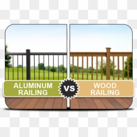 Metal Railing Vs Wood Railing, HD Png Download - wooden railing png