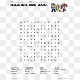 French Months Word Search, HD Png Download - rescue bots png