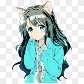Anime Girl Cat Ears, HD Png Download - anime cat girl png