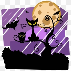 Halloween Scene Clip Art, HD Png Download - spooky moon png