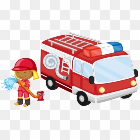 Fire Engine Cartoon, HD Png Download - truck cartoon png
