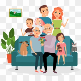 Old Family Clipart, HD Png Download - cartoon couch png