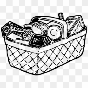 Gift Basket Clipart Black And White, HD Png Download - cartoon basket png