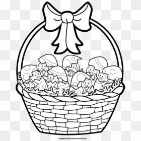 Easter Egg Basket Clipart Black And White, HD Png Download - cartoon basket png