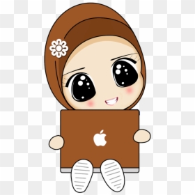 Drawing Girl Hijab Cute, HD Png Download - muslimah png