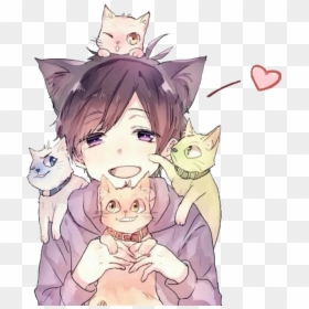 Cute Cat Boy Anime, HD Png Download - neko atsume cats png