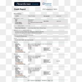 Report Sample Credit Report Transunion, HD Png Download - experian png